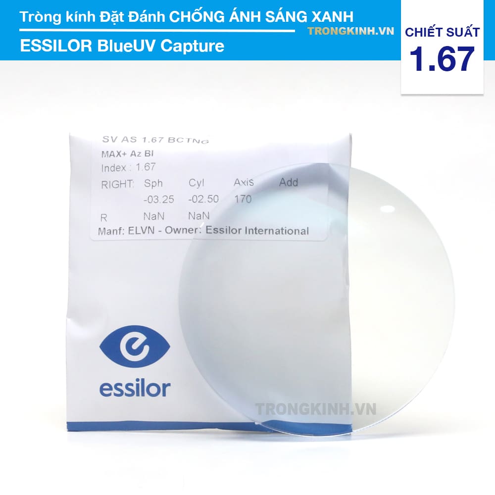 Tròng kính Essilor BlueUVCaptureMaxAzRX 1.67